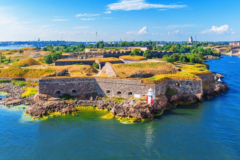 Scenic summer aerial view of Suomenlinna (Sveaborg) sea fortress in Helsinki, Finland. Scenic summer aerial view of Suomenlinna (Sveaborg) sea fortress in Helsinki, Finland