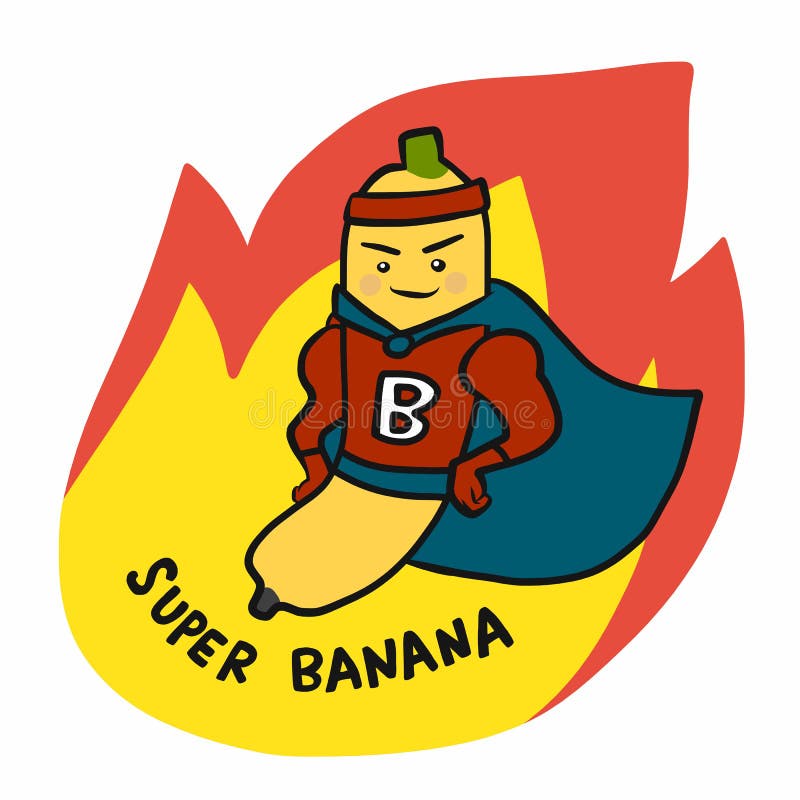 Super Banana eroe sul fumetto di un fumetto illustrazione di stock