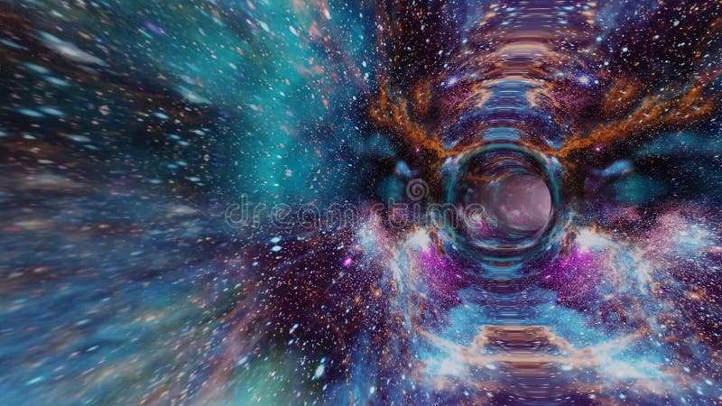 A super beautiful wormhole with stars and nebula flying through