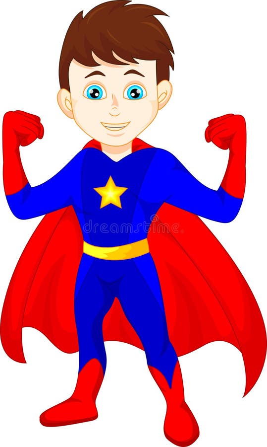 Super bohatera chłopiec pozować ilustracji Super bohatera chłopiec pozować ilustracji