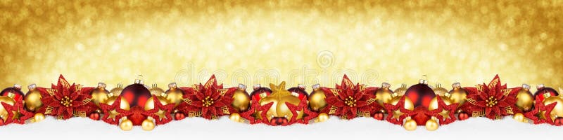 Super brede rode gouden het panoramabanner van de Kerstmisslinger