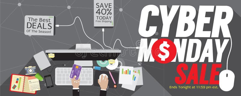 Cyber Monday Super Wide Banner stock abbildung