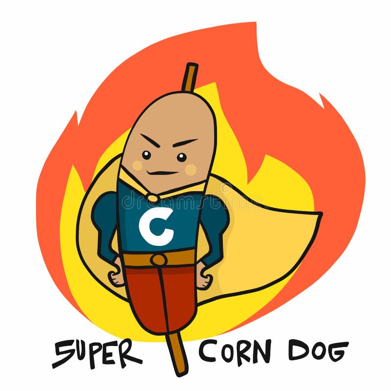 Super Cannone eroe in fiamme, immagine illustrativa del logo di un cartone animato illustrazione di stock