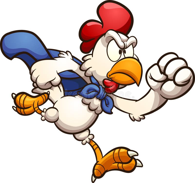 Angry Cartoon Running Super Chicken. Stock Vector - Illustration of ...