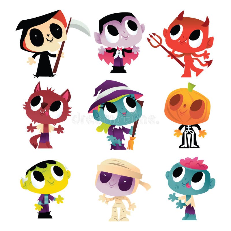 Super Cute Halloween Monsters And Ghouls