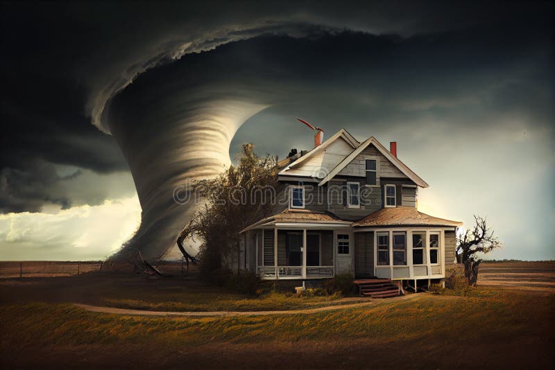 Weather Clipart-tornado swirling menacingly above a house