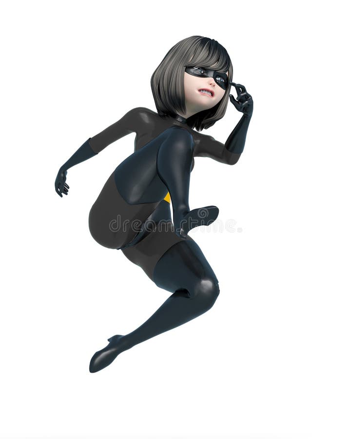 Super Girl Cartoon is Jumping in Action Stock Illustration - Illustration  of beautiful, fighter: 221001300