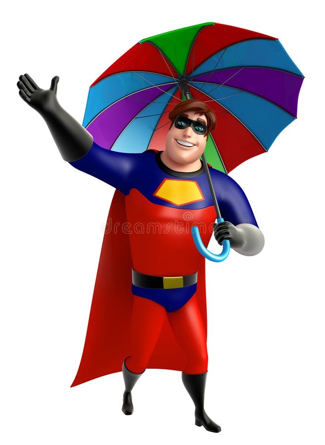 Super Héroe Con Paraguas Stock de ilustración Ilustración de combatiente,