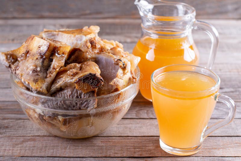Super Healthy Collagen. Bone Broth Source of Collagen Stock Photo