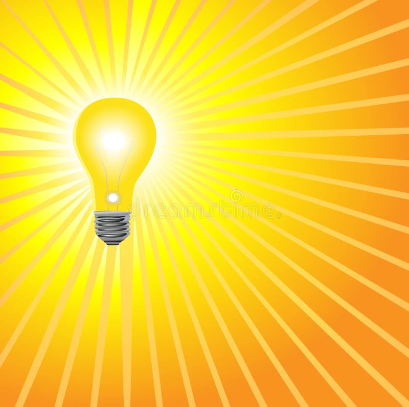 Super helle gelbe Glühlampe glänzt stock abbildung Super helle gelbe Glühlampe glänzt stock abbildung