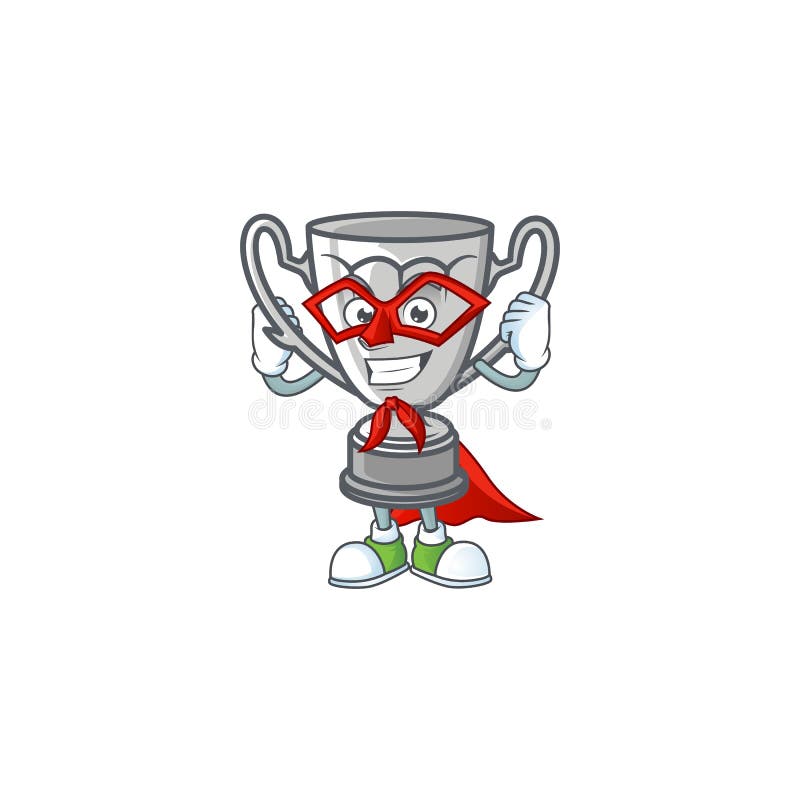 Super Hero Silver Trophy with Cartoon Character Shape Stock Vector