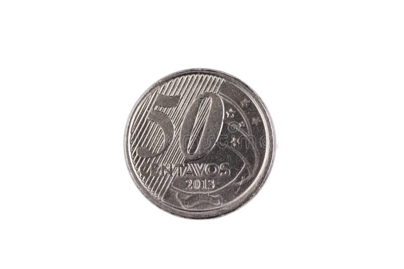 Brazilian 50 Centavo Coin Isolated On A white Background