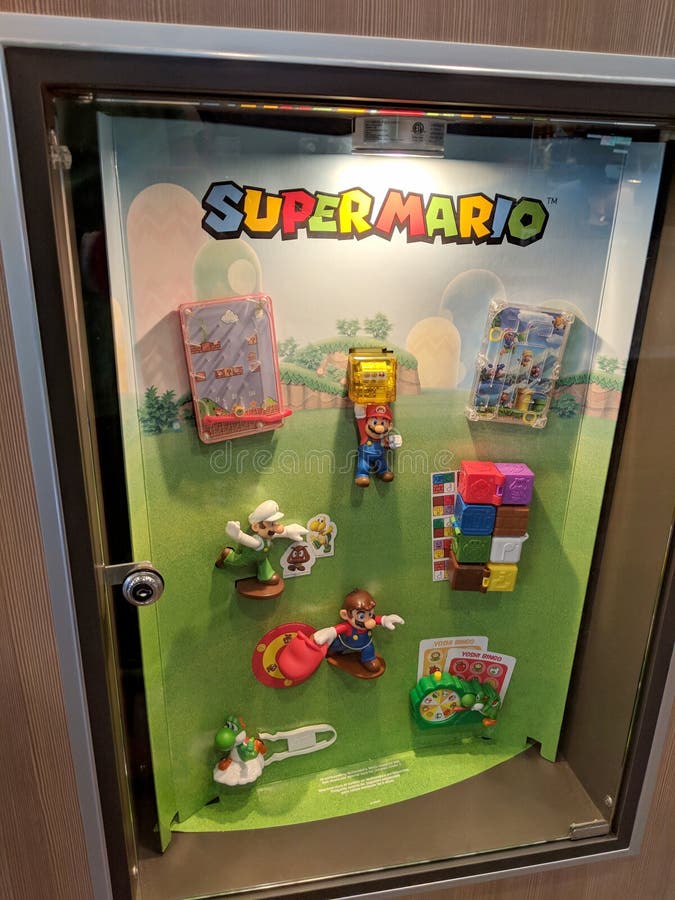 Super Mario Happy Meal Toys on Display Editorial Photography Image of