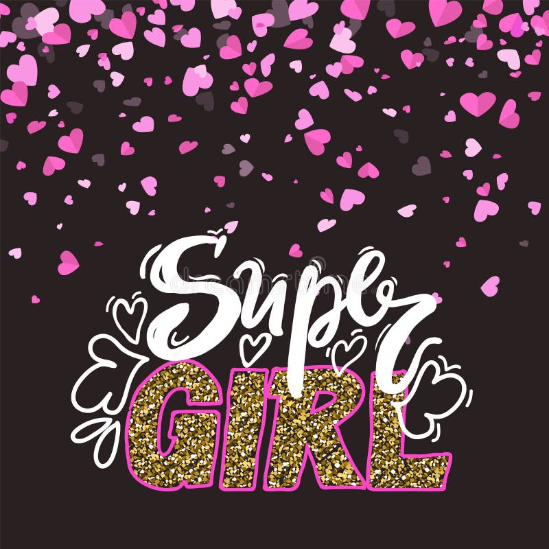 Super Meisjeshand Geschreven Ontwerp het Van letters voorzien Vector vector illustratie Super Meisjeshand Geschreven Ontwerp het Van letters voorzien Vector vector illustratie