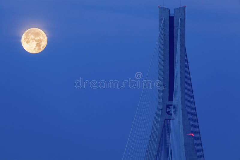 Super moon by Tadeusz Mazowiecki Bridge in Rzeszow