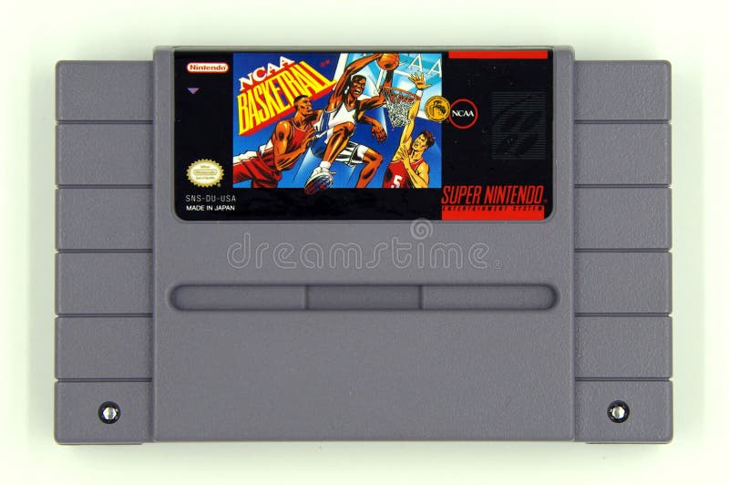Super-NCAA-Basketball Spiel Nintendo-Unterhaltungsanlage SNES lizenzfreie stockfotos Super-NCAA-Basketball Spiel Nintendo-Unterhaltungsanlage SNES lizenzfreie stockfotos