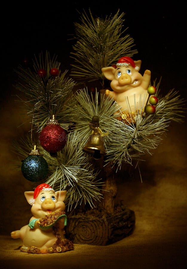 Super New year card with pigs