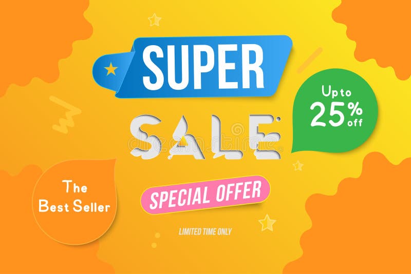 Super Sale Color Banner Template Design with Decorative Elements. Big ...