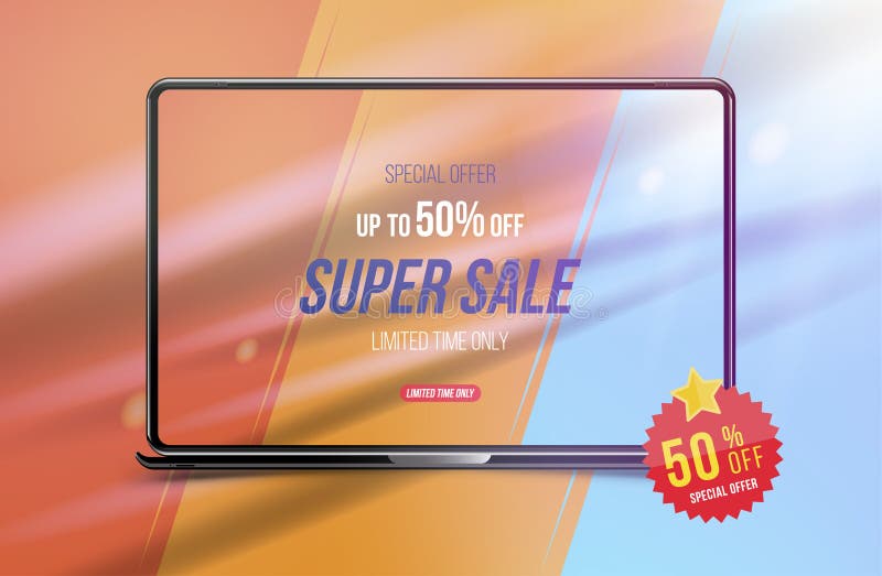 super-sale-50-off-discount-horizontal-banner-with-laptop-template-for