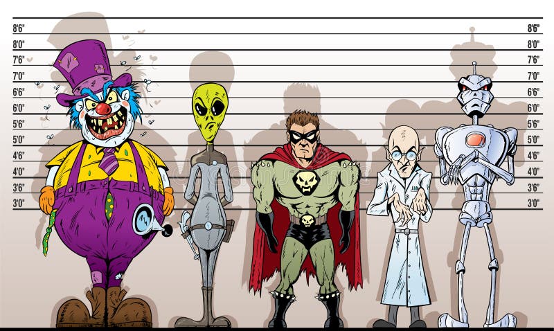 Super Schurk lineup vector illustratie Super Schurk lineup vector illustratie