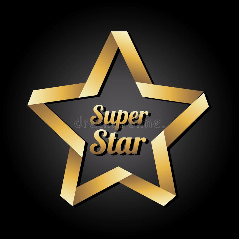 Ilustração em vetor super star texto golden super star símbolo