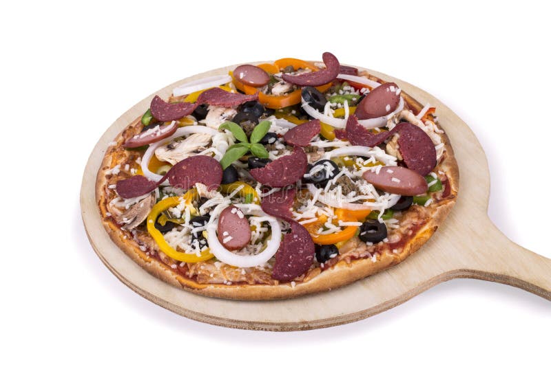 Super Supreme Pizza Meat Pepperoni Pizza Stock Photo Image of