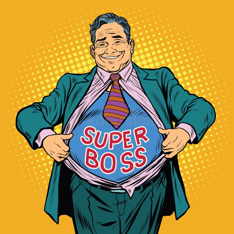 Super szef, gruby mężczyzna biznesmena bohater ilustracji Super szef, gruby mężczyzna biznesmena bohater ilustracji