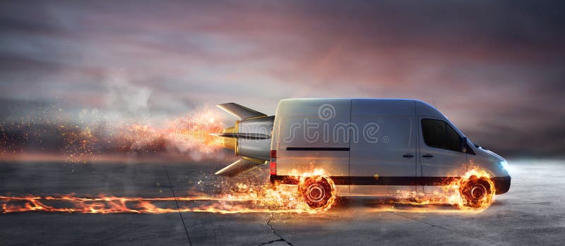 Super szybka dostawa pakunek usługa z samochodem dostawczym z kołami na ogieniu