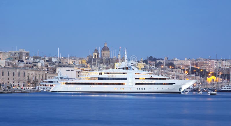 Super yacht in a marina