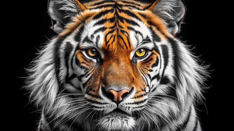 Superbe image clipart tigre noir et blanc imprimable réaliste et téléchargement gratuit pour vos projets illustration stock