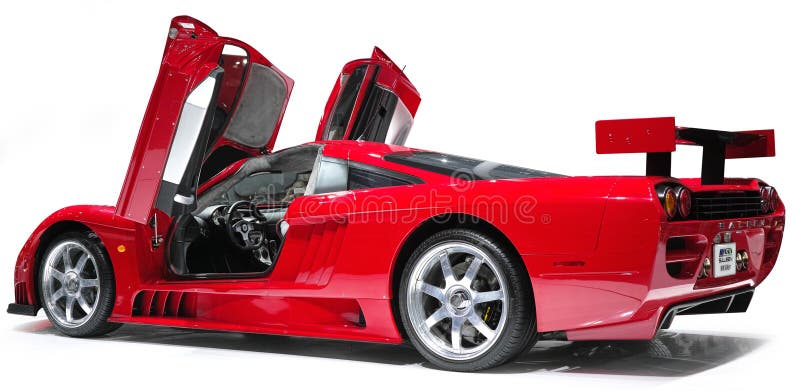 SALEEN red supercar with shadow isolate on white. SALEEN red supercar with shadow isolate on white