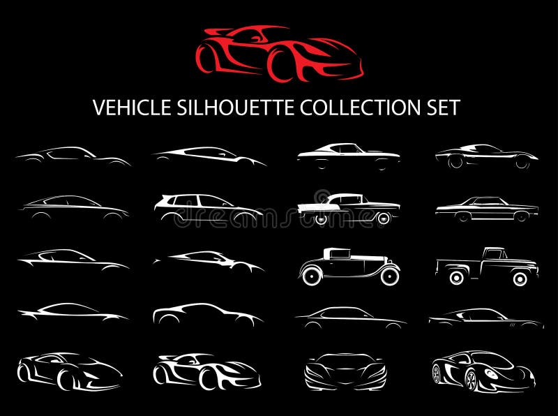 Supercar en de regelmatige reeks van de het silhouetinzameling van het autovoertuig