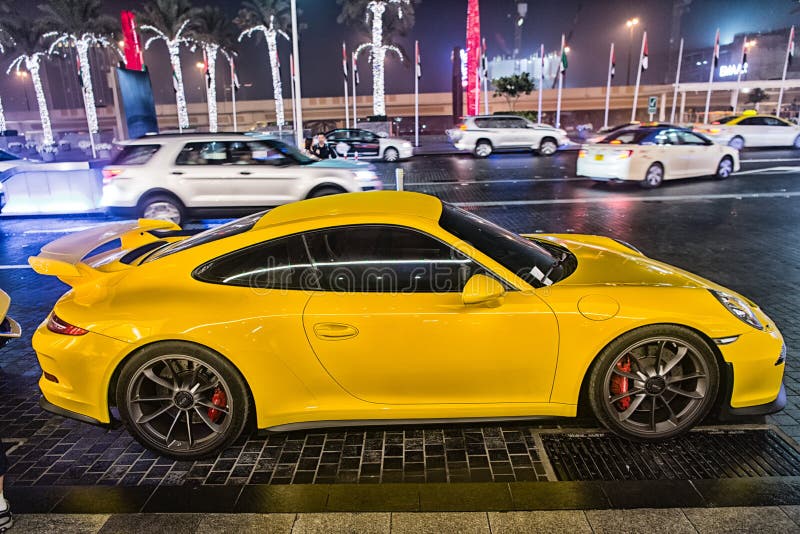 Supercar Porsche 911 Carrera 4 GTS Huricane Yellow Color Editorial Image -  Image of design, race: 108303160