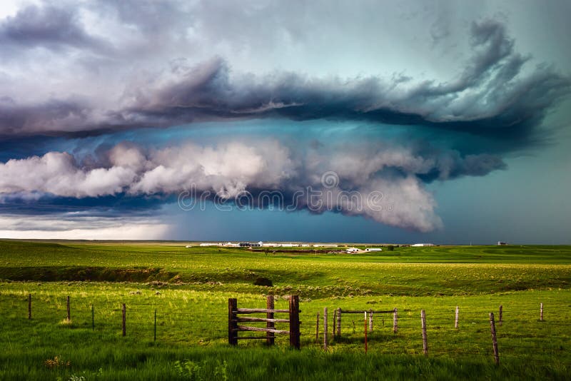 Supercell thunderstorm with dramatic storm clouds