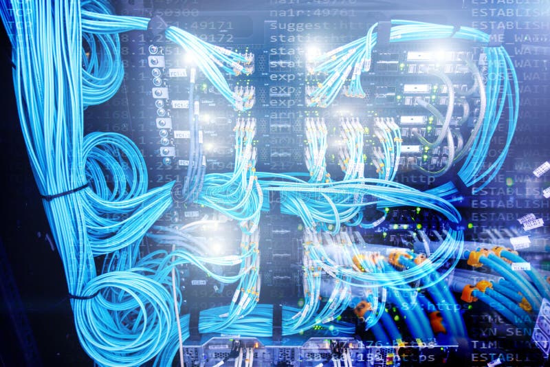 Supercomputer data center. Fiber Optical stock images