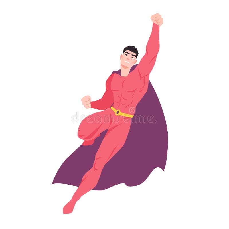 Supereroe o superman Uomo di volo con la tuta d'uso ed il capo dell'ente muscolare Forte, fantastico sicuro e potente royalty illustrazione gratis Supereroe o superman Uomo di volo con la tuta d'uso ed il capo dell'ente muscolare Forte, fantastico sicuro e potente royalty illustrazione gratis