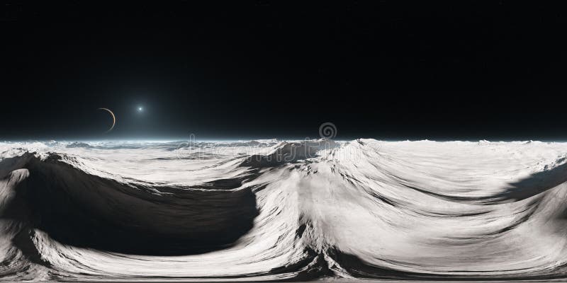 Superficie de Ganymede de 360 grados, luna de Júpiter, proyección equirectangular, mapa del medio ambiente Panorama esférico de H stock de ilustración