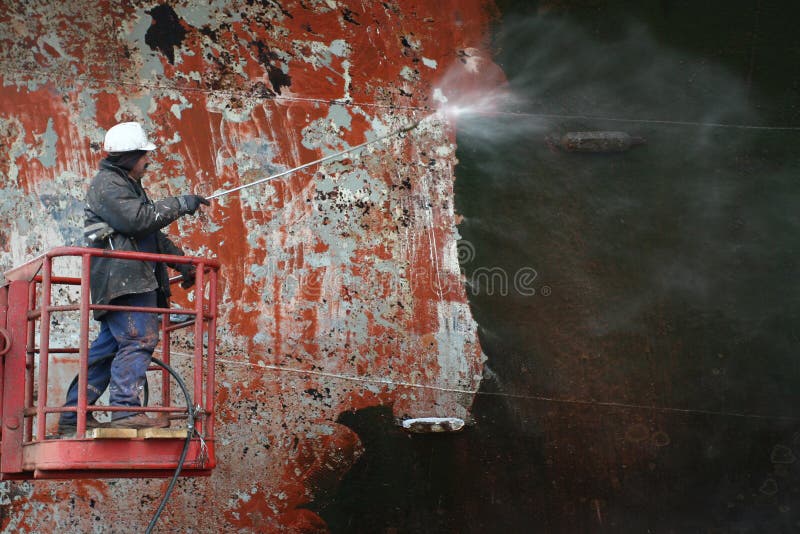 Superficie di raschio prima della nave della pittura immagine stock Superficie di raschio prima della nave della pittura immagine stock