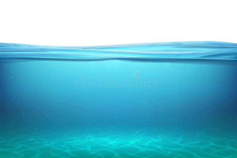 Superficies del submarino del lago Relaje el fondo azul del horizonte debajo del mar superficial, piscina inferior de la visión n