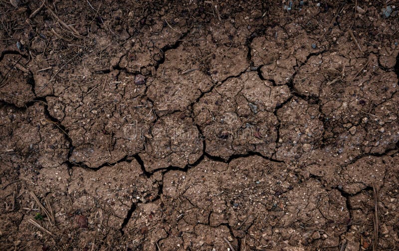 Superfície seca rachada do campo agrícola de cima imagem de stock