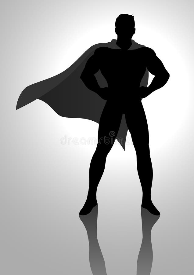 Silhouette illustration of a superhero in heroic pose
