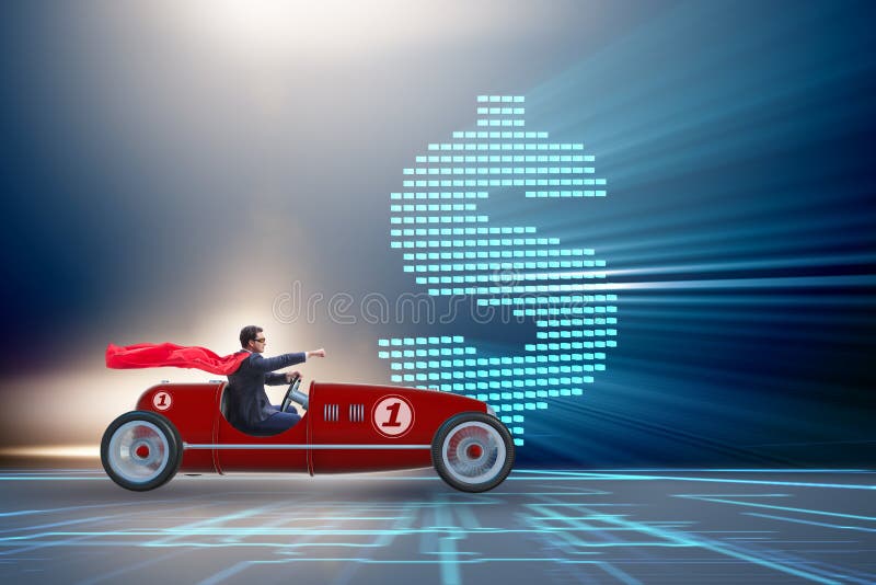 The superhero businessman driving vintage roadster stock photography The superhero businessman driving vintage roadster stock photography