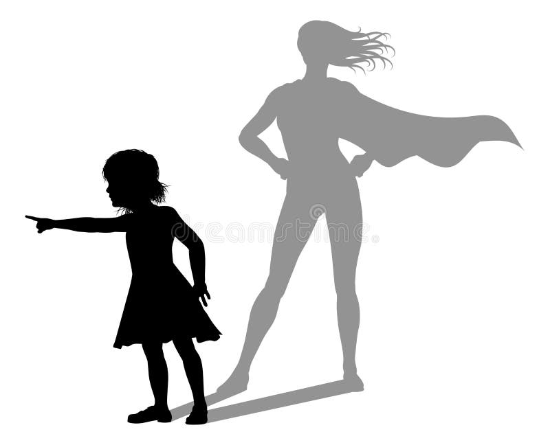 Superhero Child Kid With Super Hero Shadow