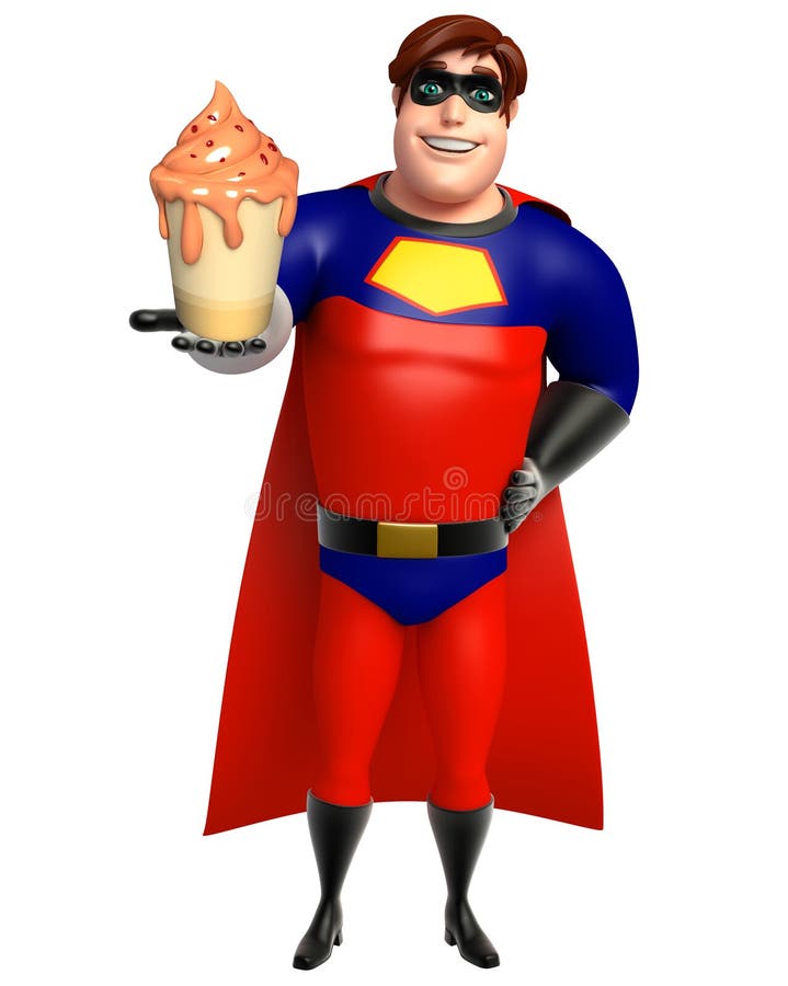 Superhero with Ice cream stock illustration. Illustration of protection