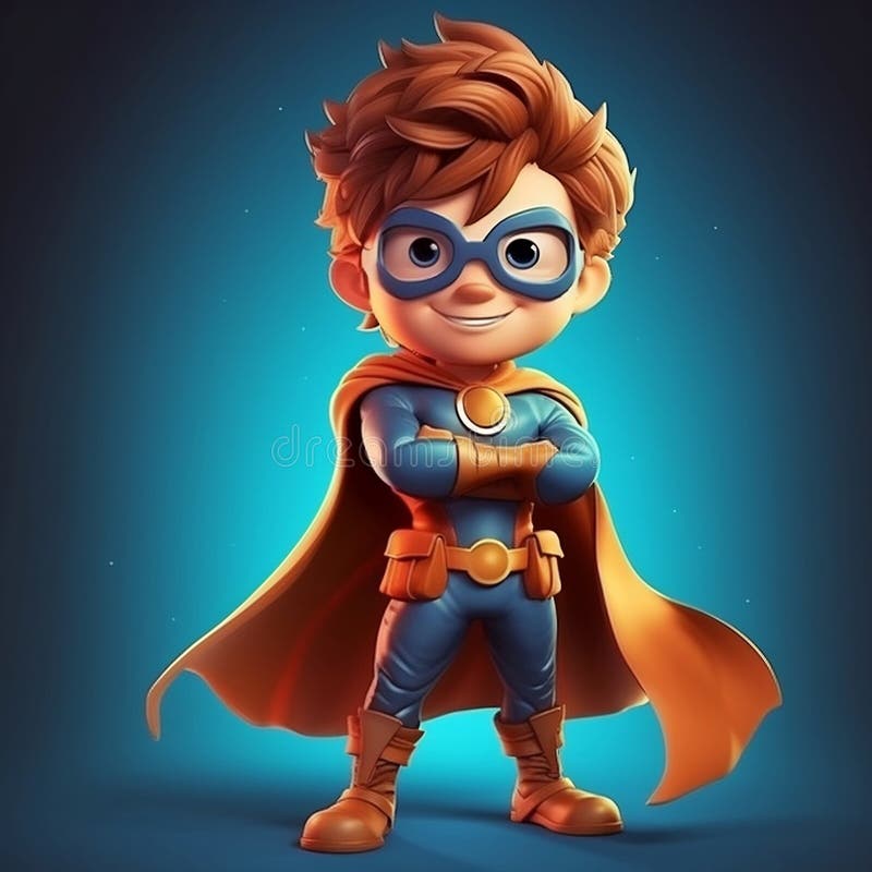 The Superhero Kid: A Positive and Confident 3D Cartoon Character