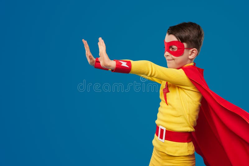 Superhero Kid in Super Hero Costume Stock Image Image of confident