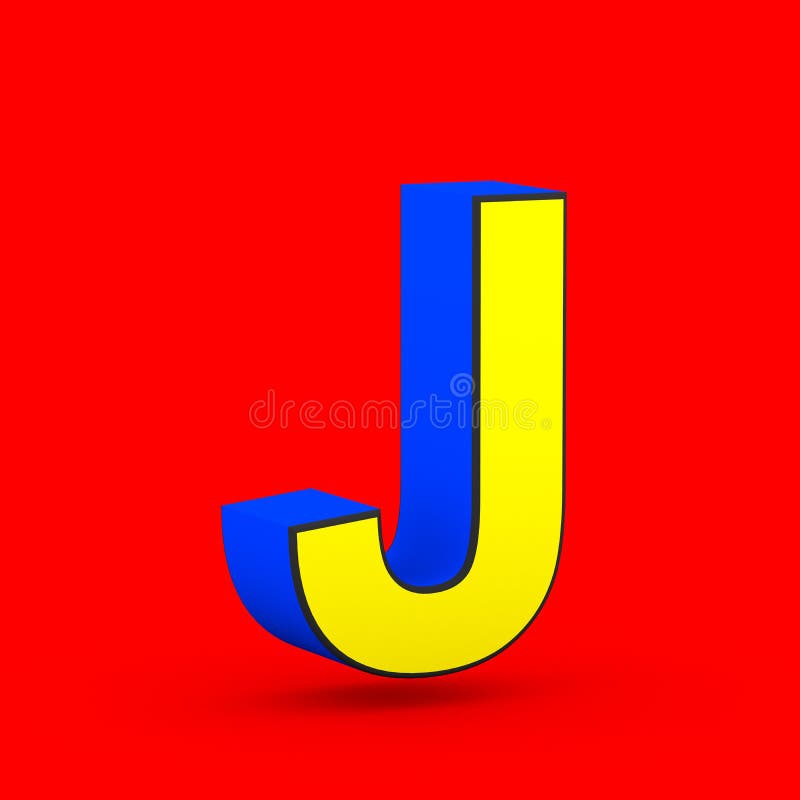 Blue and Yellow Superhero Letter J Uppercase Isolated on Red Background ...