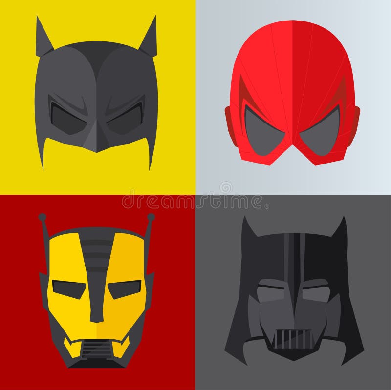 Superhero mask on colored backgrounds