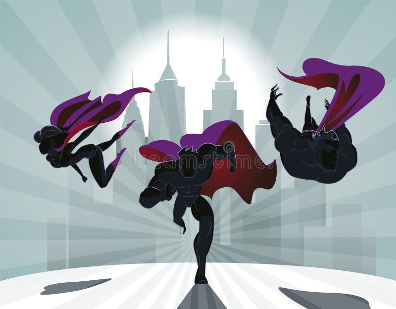 superhero group silhouette