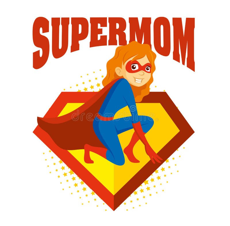 Superhero Woman Supermom Cartoon Character Vector Illustration Stock ...